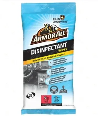 £4.99 • Buy Armor All Disinfectant Car Dashboard Interior Cleaning Wipes Pouch X 20