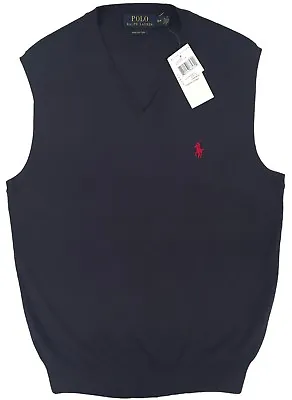 NEW Polo Ralph Lauren Sweater Vest!   Navy Or Gray   Slimmer Fit  Pima Cotton • $64.99