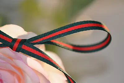 2 Yards Gucci Inspired Green And Red Striped Woven Ribbon DIY - Premium Quality • $7