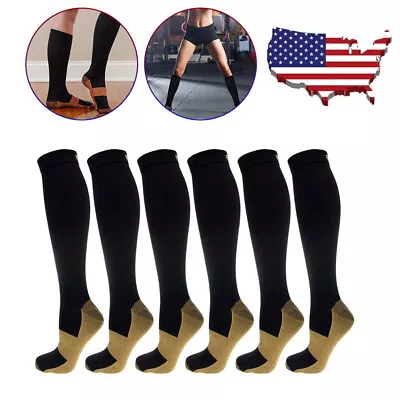 4 Pairs Compression 20-30mmHg Support Socks Relief Miracle Calf Men's Women's • $9.99