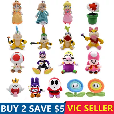 Super Mario Yoshi Luigi Peach Bowser Waluigi Wario Stuffed Soft Plush Doll Toy • $15.96