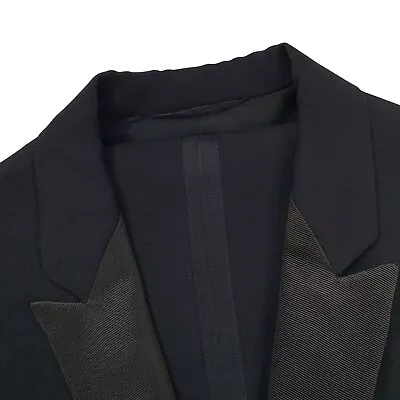 1962 42 L Saks 34th Street Black Wool Grosgrain Thin Peak Lapel Tuxedo Made USA • $295