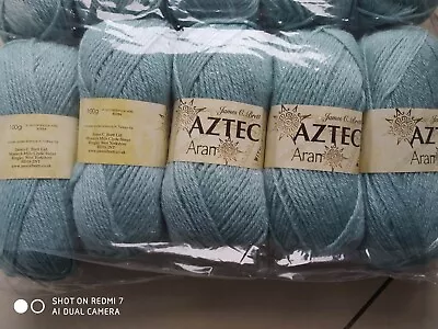  James C Brett Aztec Aran Knitting Wool Yarn 5x100g 10% Alpaca Duck Egg Dye Al19 • £19.50