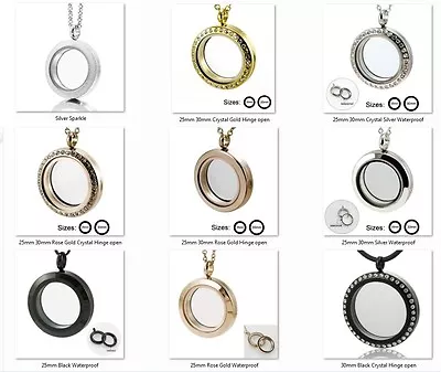 316L Stainless Steel Waterproof Floating Memory Locket Necklace Toggle Chain • $12