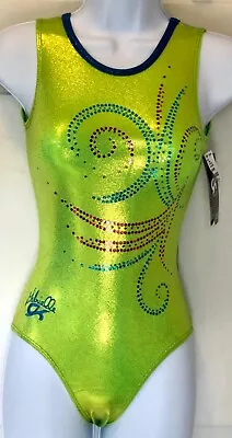 Gabrielle Douglas Adult X-small Lime Foil Sequinz Gymnast Tank Leotard Axs • $73.99