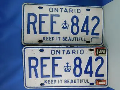 Ontario License Plate  Vanity Lot  Set Ree 842 1987 1982 Vintage Garage Sign • $29.54