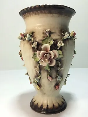 Vintage Floral Capodimonte Porcelain 10” Vase Made In Italy Collectable • $60