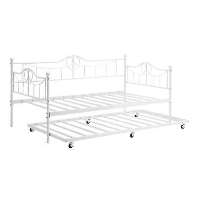 Twin Daybed With Trundle Metal Guest Heavy Duty Sofa Bed Frame For Living Room • $164.41