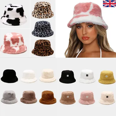£8.95 • Buy Womens Winter Fluffy Plush Bucket Hat Warm Faux Fur Soft Foldable Fisherman Caps