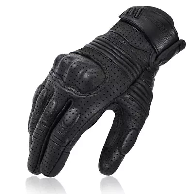 Goat Leather Motorcycle Gloves Riding Carbon Fiber Perforated Touchscreen Summer • $22.99