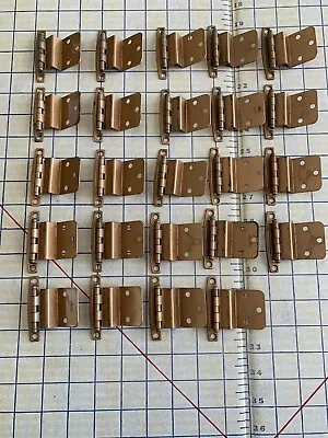 Lot Of 12 Vintage Copper Tone Cabinet Door Hinges 3/8” Offset With Screws • $19.95