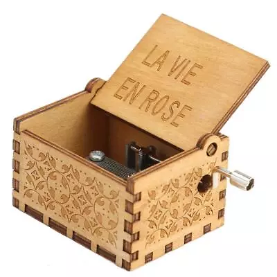 Wooden Music Box Ntique Hand Crank Engraved Musical Toys Kid Xmas Birthday Gift • £6.52