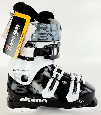 NEW $400 Women's Alpina Ruby 65 Ski Boots Black/White Mondo Size 22 22.5 23 23.5 • $99.99