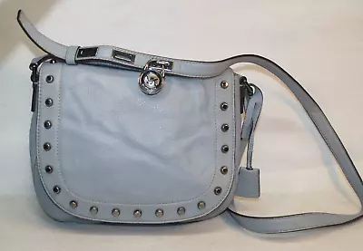 Michael Kors Hamilton Traveler Lock Studded Large Leather Crossbody Bag Blue • $55