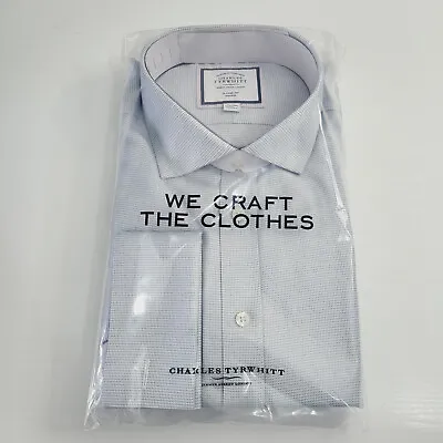Charles Tyrwhitt Blue 17.5  Classic Fit Shirt Non Iron French Cuff 36  Sleeve • £24.95