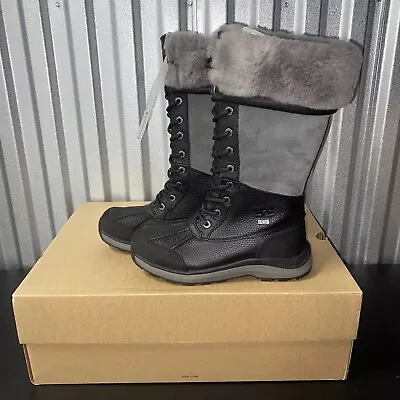 UGG Australia Adirondack Boots Tall III Black Grey Waterproof Women's Size 6-7 • $149.97