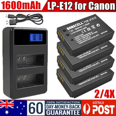 2/4x LP-E12 Battery / USB Charger For Canon EOS M M2 M10 100D Rebel SL1 Camera • $28.99