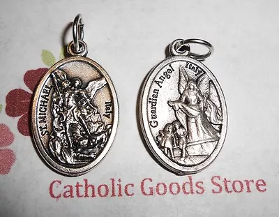 Saint. Michael The Archangel - Guardian Angel -Italian Silver-tone OX 1  Medal  • $2.25