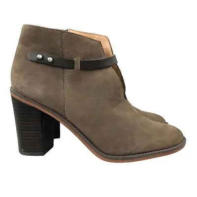 Franco Sarto Women's Size 10M Elvis Brown Leather Block Heel Side Zip Ankle Boot • $34.82