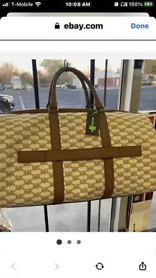 Michael Kors Brown & Cream Signature Jacquard Canvas Duffle Travel Luggage Bag • $180