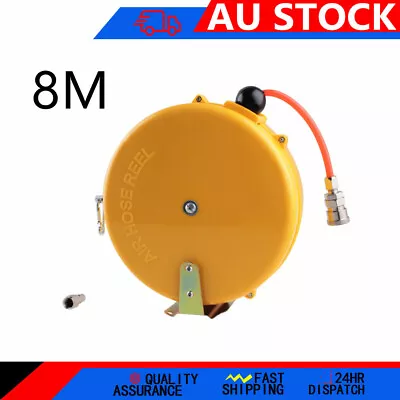 8M Mini Auto Air Hose Retractable Air Drum Line Enclosed Plastic Reel Rewind AU • $44.59