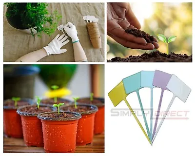 50pc Colour/White Plant Markers Plastic Plant Tags Labels T-Shape Garden/Plant • £7.99