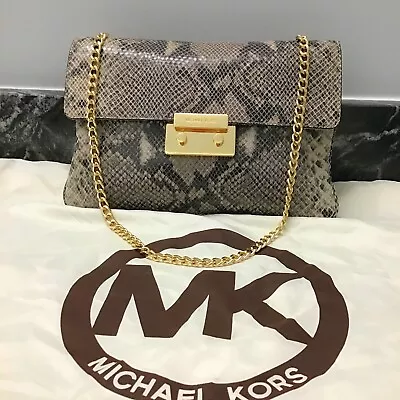 Michael Kors Handbag Shoulder Bag LEATHER Python Clutch Gold Chain/Hardware. • $48