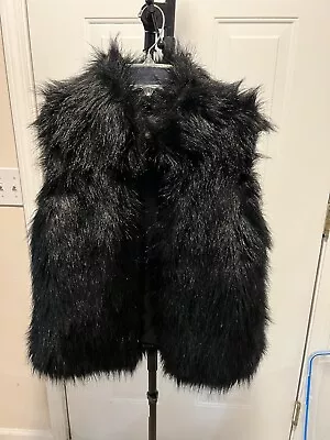 MICHAEL KORS NEW Women's Black Faux-fur-Sweater Vest Jacket Top Medium • $24.95