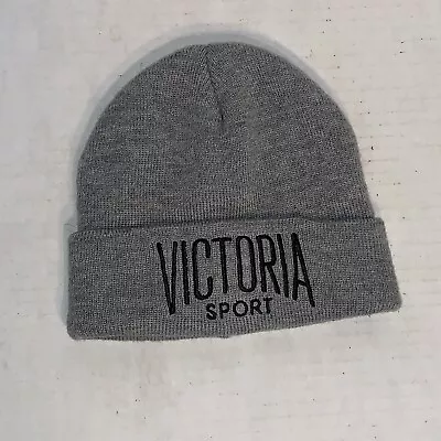 Victoria Secret Sport VSX Logo Knit Beanie Hat Women’s Cap Gray One Size • $14
