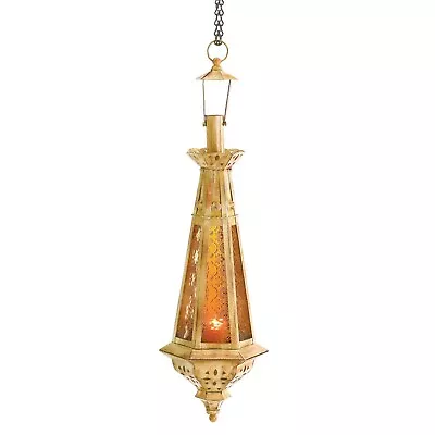 Home Lighting Decor Ivory Hanging Amber Teardrop Lantern • $43.98