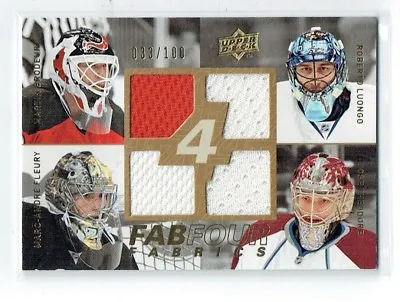 08-09 UD Fab Four  Brodeur--Luongo--Fleury--Theodore  /100  Quad Jerseys • $59.99