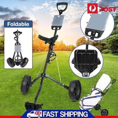 Foldable Golf Buggy Trolley Cart Push Pull 2 Wheels Aluminum Cart • $88.79