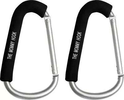 2 NEW THE ORIGINAL  The Mommy Hook  Stroller Assistant Hook Black & Silver • $20.88