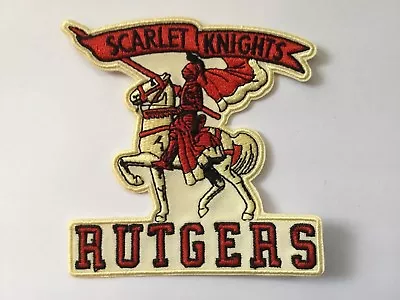 RUTGERS University Scarlet Knights VINTAGE Embroidered Iron On Patch 3.5” X 3” • $5.25