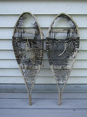 VINTAGE Wooden Old Indian Style Snowshoes 40  Long X 13  Wide • $29.99