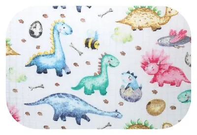 ✅ Large Cotton Baby Muslin Squares Cloths Dinosaurs Comforter Bibs Blanket Mat • £4.23