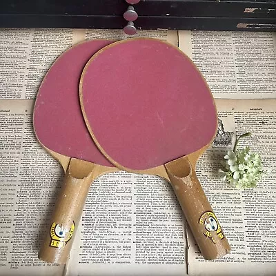 Vintage Wilson Wood Table Tennis Ping Pong Paddles 5 Ply Sand Paper • $21