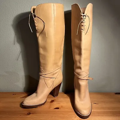 Vintage Town And Country Women’s Tall 18” Leather Boots With Heels Sz 7  NICE! • $85