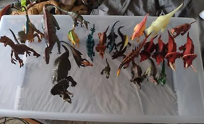 Mixed Lot Of (23) Dinosaurs Toys Small - Large Various Species Rubber Plastic • $12