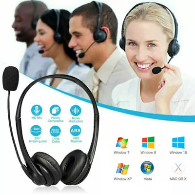 Wired USB Headset Over Ear Headphone With MIC For Computer Call Center PC Laptop • $19.99