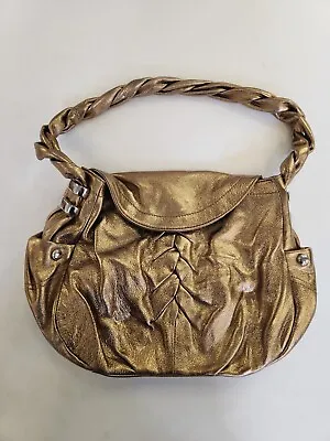 B. Makowsky Handbag Purse Metallic Bronze Purse Shoulder Leopard Liner Pockets • $52