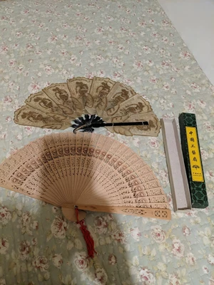 £5.99 • Buy Wooden Chinese Fan & Indonesian Leather Fan