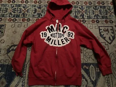 Mac Miller Hoodie Medium Red Full Zip Most Dope Hip Hop Rap Mens 2012 • $200