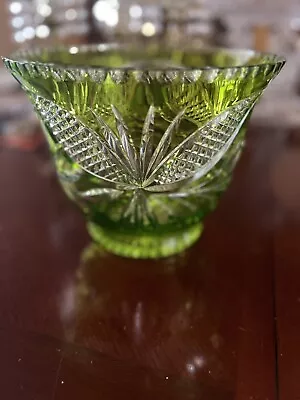 Vintage Nachtmann  Lime Cut To Clear Crystal Vase • $149.99