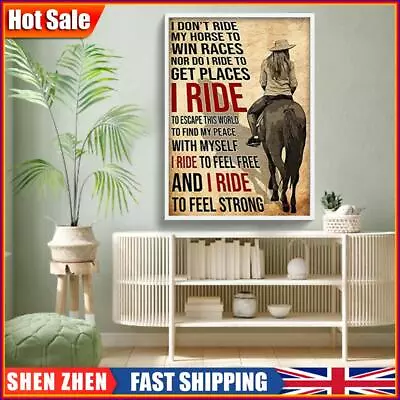 Horse Riding Girl Decorative Picture Poster Polyester For Home Ornaments (Z259) • £4.67