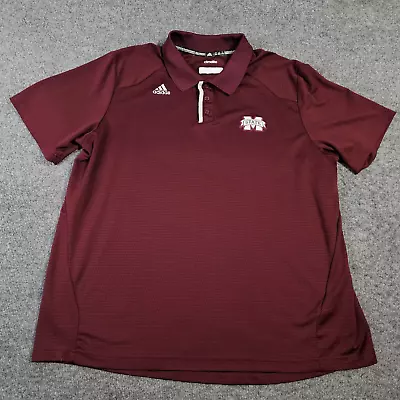 Adidas Mississippi State Polo Mens 2XL Maroon White Bulldogs XXL Short Sleeve • $24.99