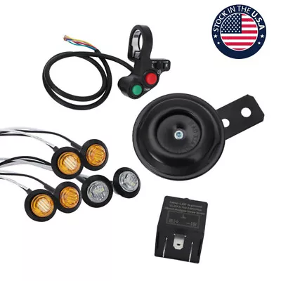 Motorcycle Handlebar Thumb Switch LED Turn Signal & Horn Kit For ATV Scooter US • $19.39