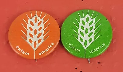 2X Vintage Oxfam America Wheat Stock Button Pin Advertising Lapel Hat Pin • $7.99