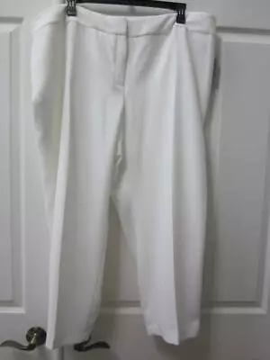 NWT KASPER Woman Plus Vanilla Ice Ivory Textured Flat Front Dress Pants Sz 24W • $15