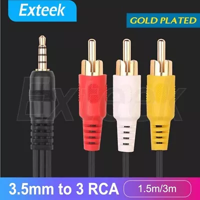 3.5mm TV Plug AUX To 3 RCA Male Audio Video DVD HDTV AV Cord Cable AU • $3.85